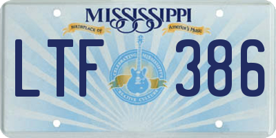 MS license plate LTF386