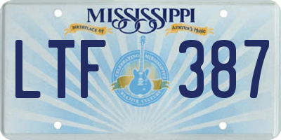 MS license plate LTF387