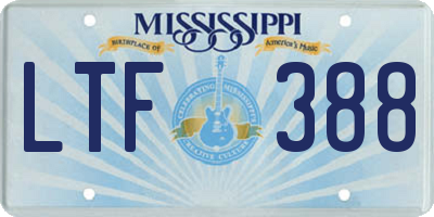 MS license plate LTF388
