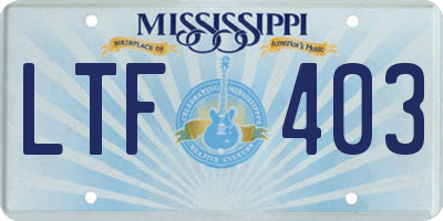 MS license plate LTF403
