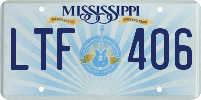 MS license plate LTF406