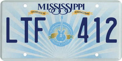 MS license plate LTF412