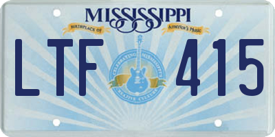 MS license plate LTF415