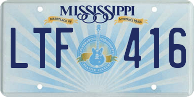 MS license plate LTF416