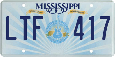 MS license plate LTF417