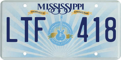 MS license plate LTF418