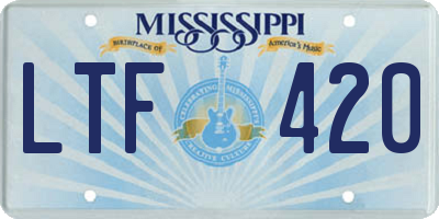 MS license plate LTF420