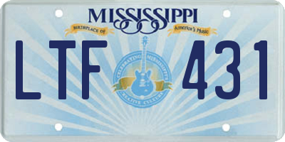MS license plate LTF431