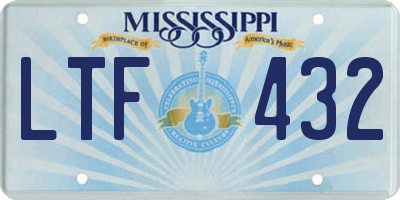 MS license plate LTF432