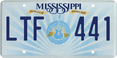 MS license plate LTF441