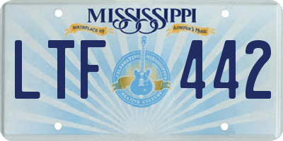 MS license plate LTF442