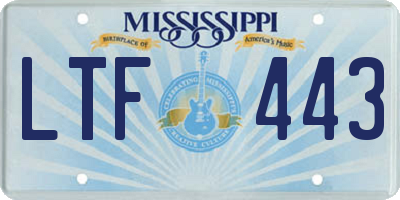 MS license plate LTF443