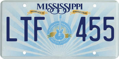 MS license plate LTF455