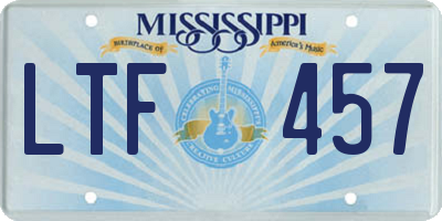 MS license plate LTF457