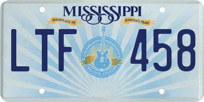 MS license plate LTF458