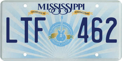 MS license plate LTF462