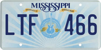 MS license plate LTF466