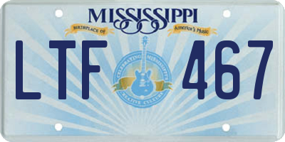MS license plate LTF467