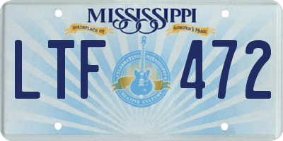 MS license plate LTF472