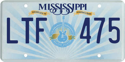 MS license plate LTF475