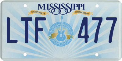 MS license plate LTF477