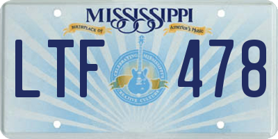 MS license plate LTF478