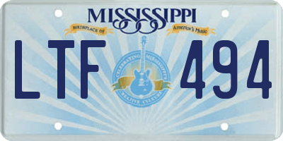 MS license plate LTF494