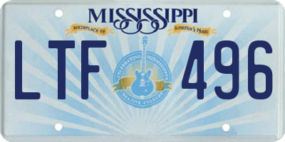 MS license plate LTF496