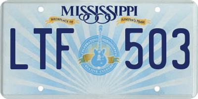 MS license plate LTF503