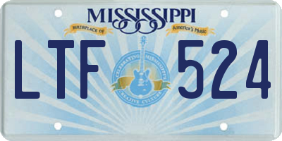MS license plate LTF524