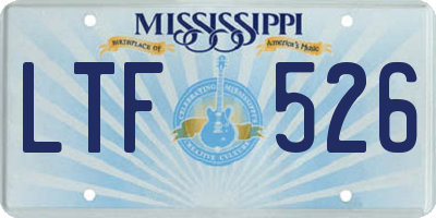MS license plate LTF526