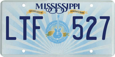 MS license plate LTF527