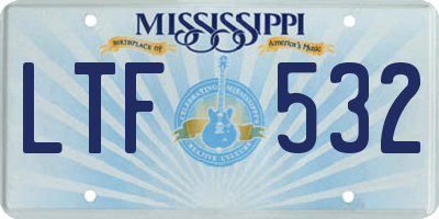 MS license plate LTF532