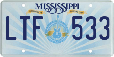 MS license plate LTF533