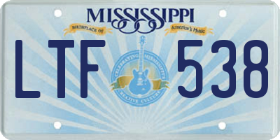 MS license plate LTF538