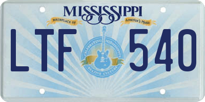 MS license plate LTF540
