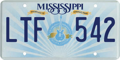 MS license plate LTF542