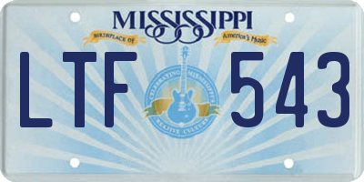MS license plate LTF543