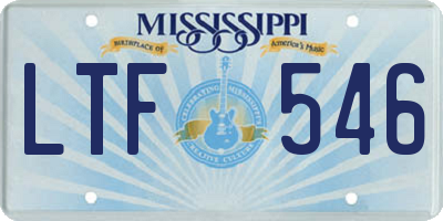 MS license plate LTF546