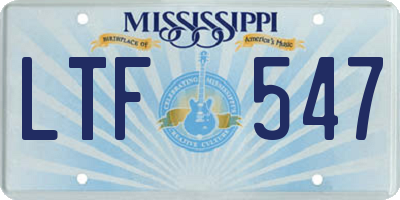 MS license plate LTF547