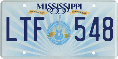 MS license plate LTF548