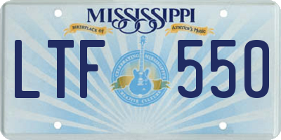 MS license plate LTF550