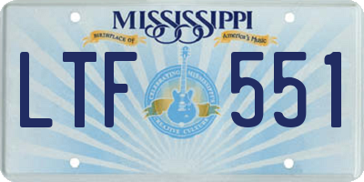 MS license plate LTF551