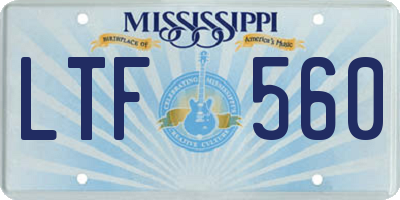 MS license plate LTF560