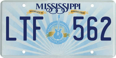 MS license plate LTF562