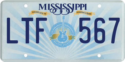 MS license plate LTF567