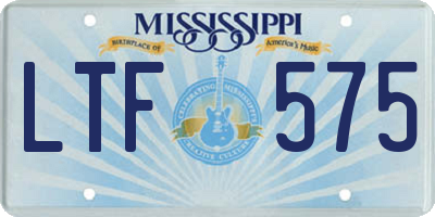 MS license plate LTF575