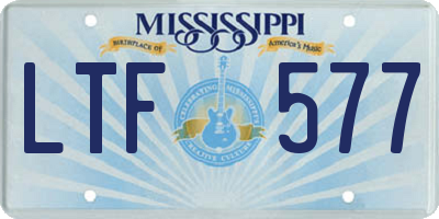 MS license plate LTF577