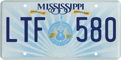 MS license plate LTF580