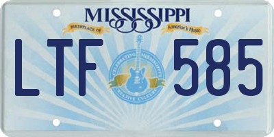 MS license plate LTF585